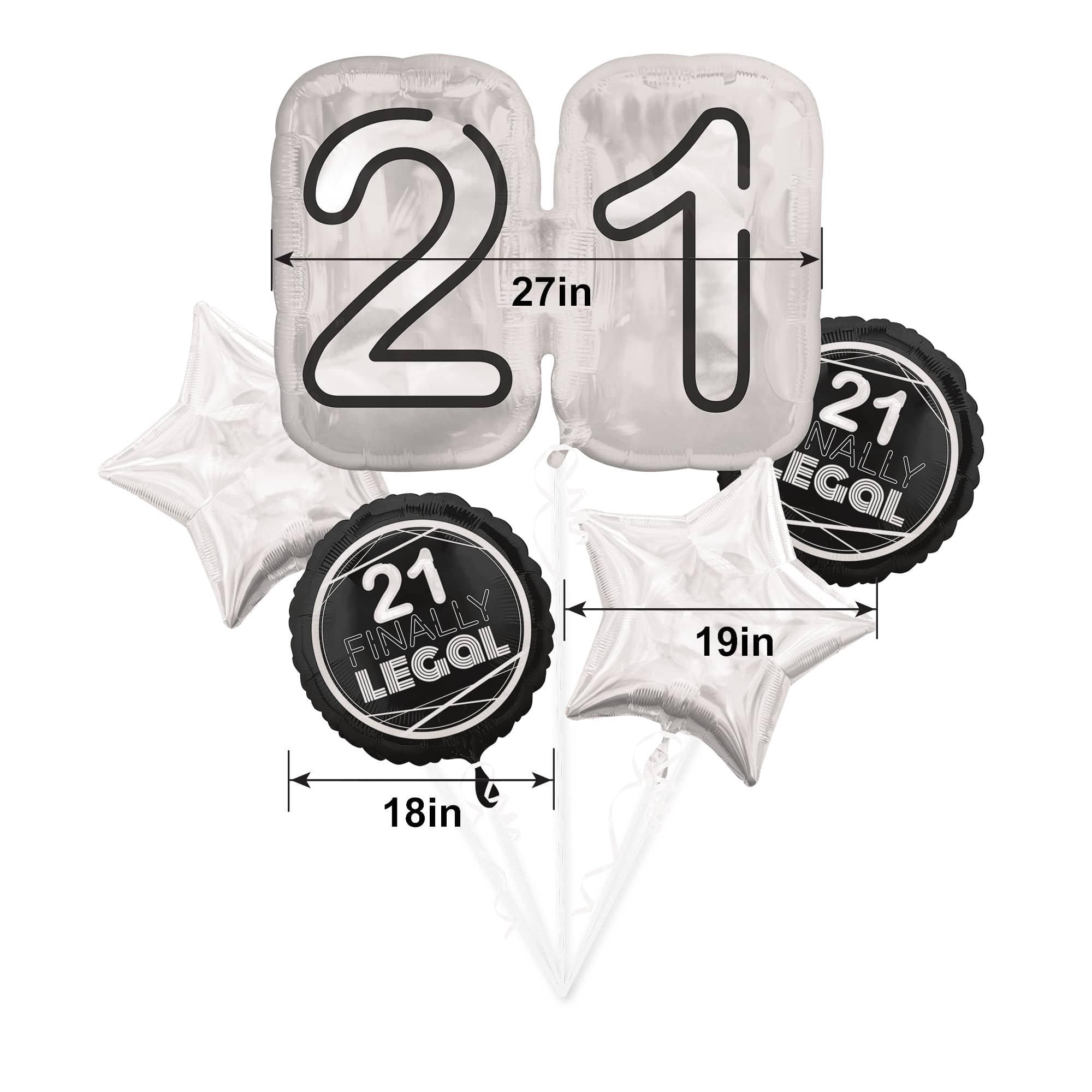 Finally 21 Birthday Foil Balloon Bouquet, 5pc